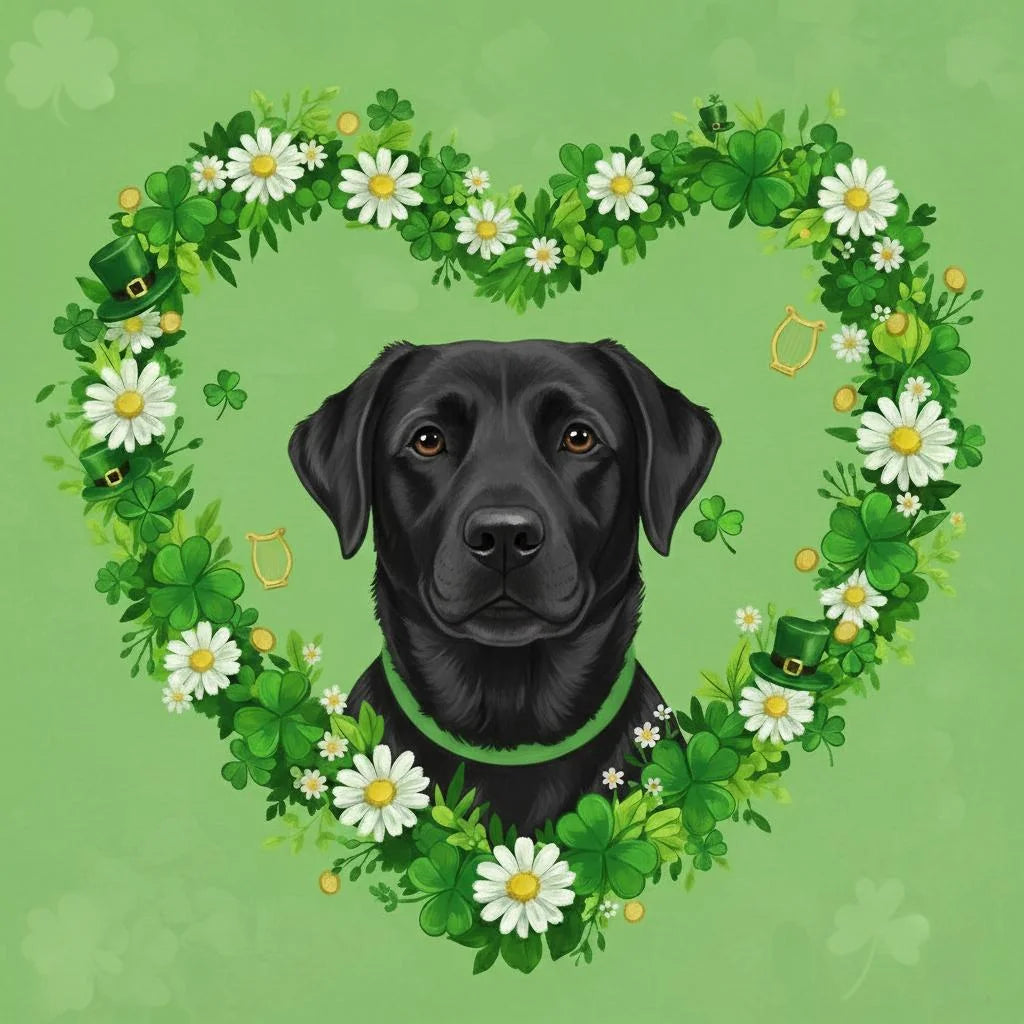 St Patricks Day Shamrock Black Labrador Retriever Diamond Art Kit