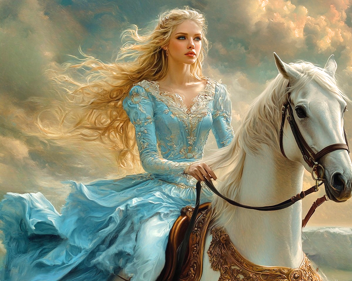 Storm Clouds Woman and Horse Diamond Art Kit