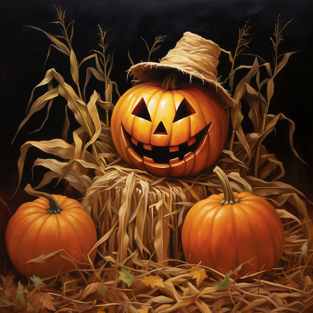 Straw Hat Jack-o-Lantern Diamond Art Kit