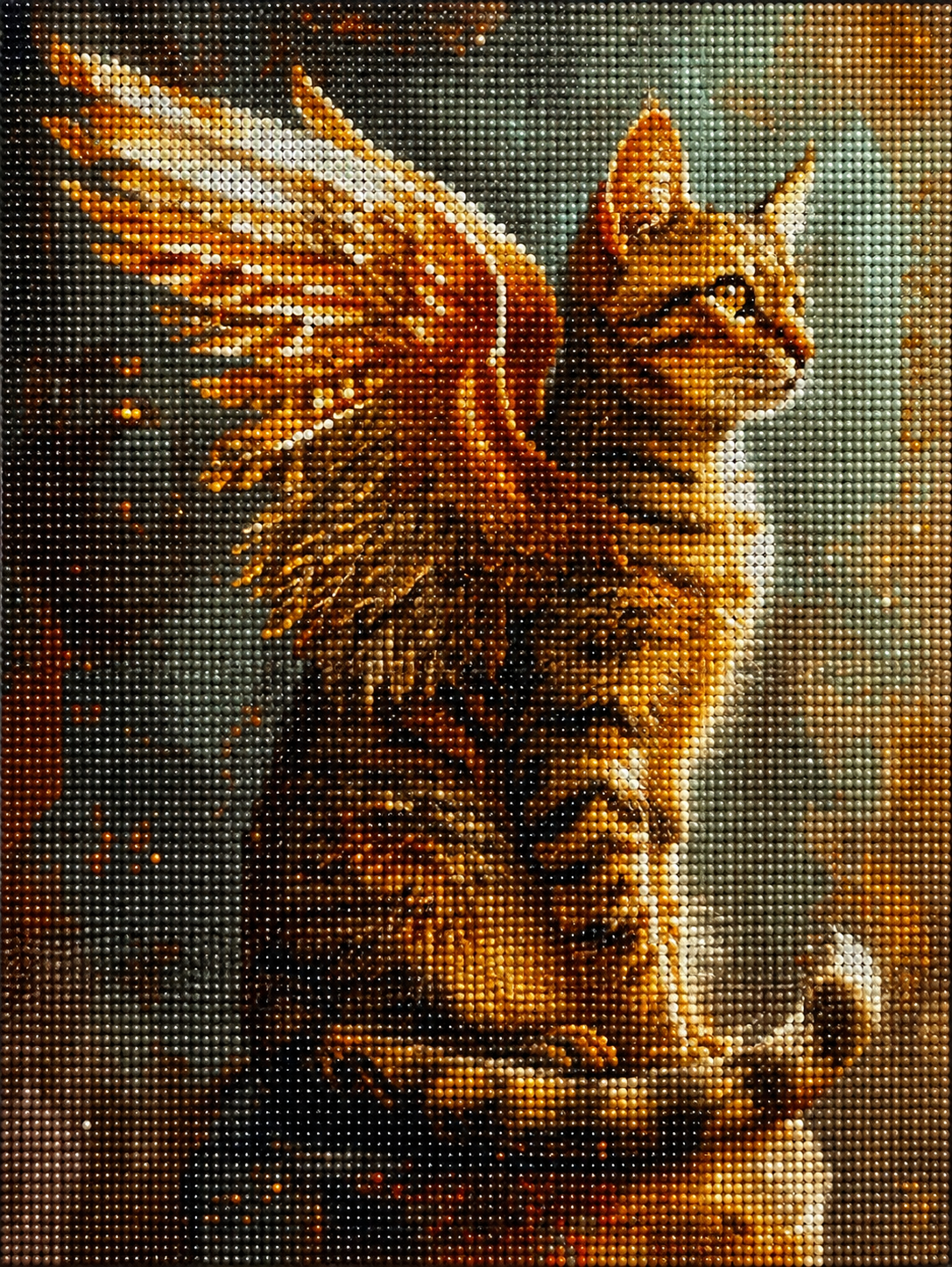 Striped Angel Cat Diamond Art Kit