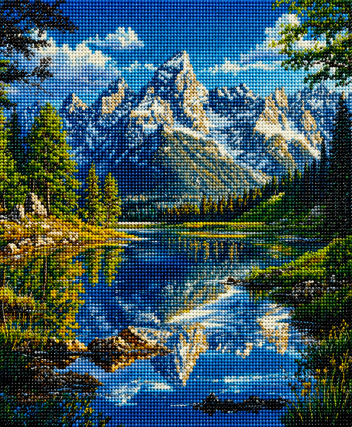 Summer Day Mountain Reflection Diamond Art Kit — diamond art kit canvas