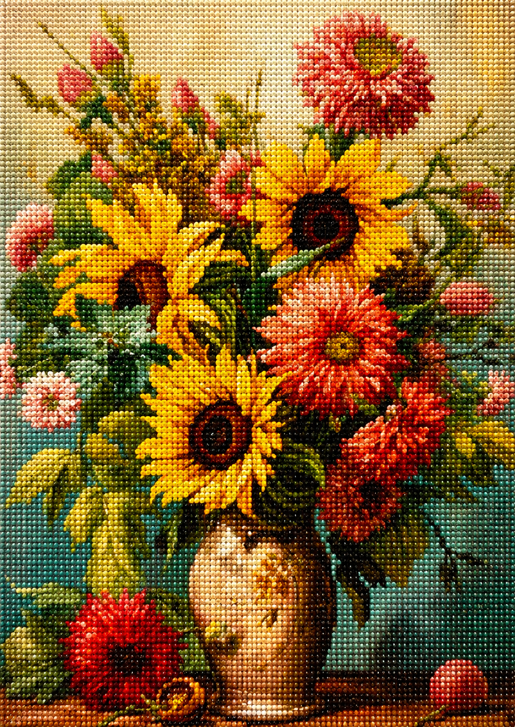 Sunflower Bouquet In A Vase Diamond Art Kit