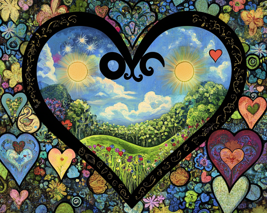 Sunny Day Black Framed Heart Diamond Art Kit