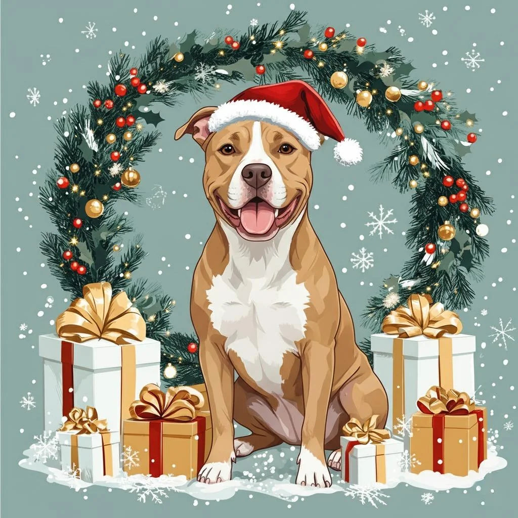 Christmas Arch Pitbull Diamond Art Kit
