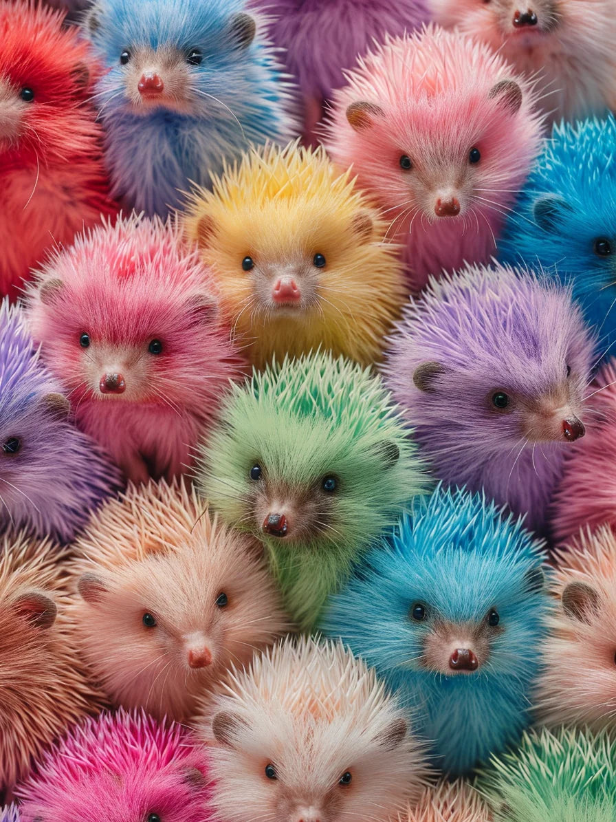 Colorful Fluffy Hedgehogs Diamond Art Kit