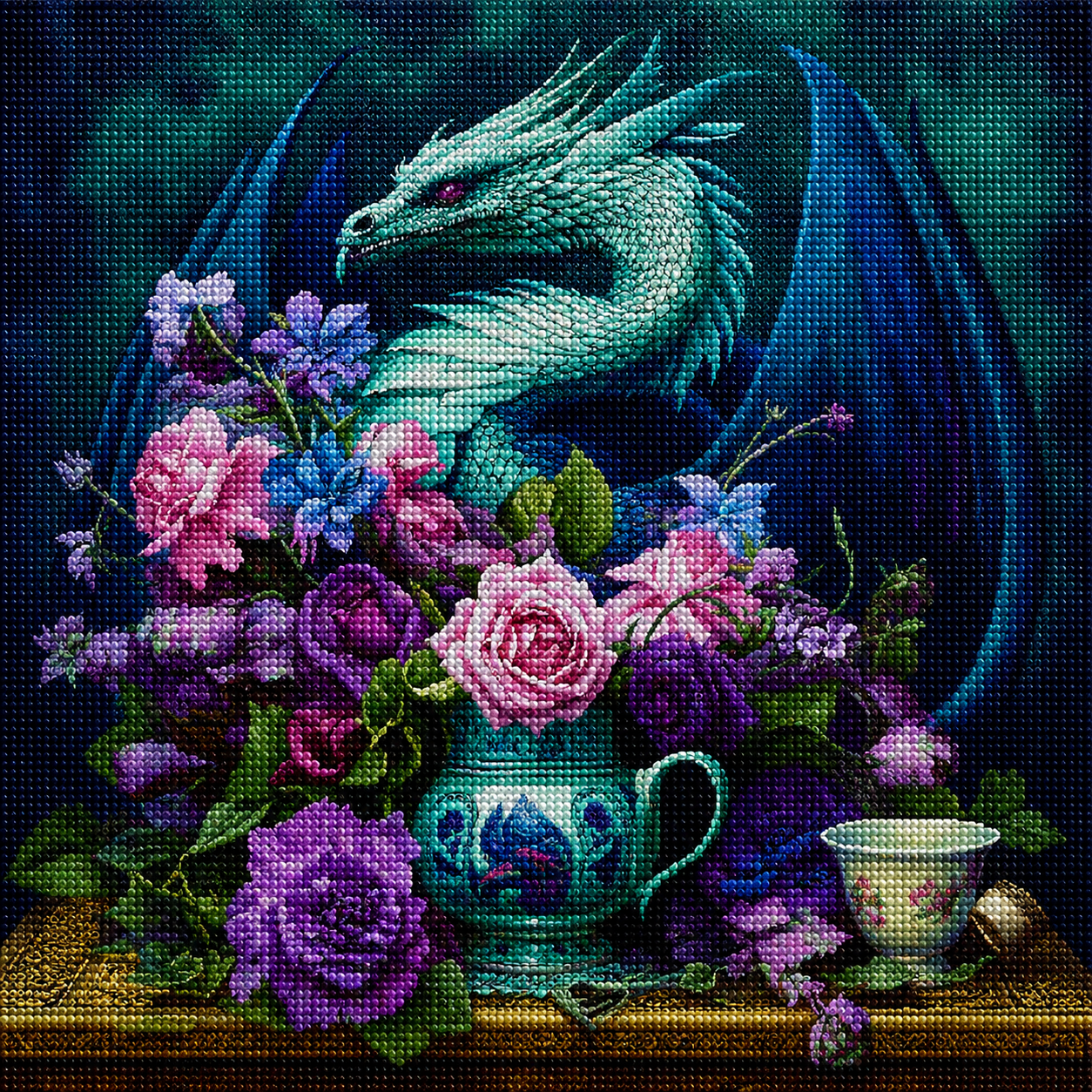Tabletop Green Dragon Diamond Art Kit — diamond art kit canvas
