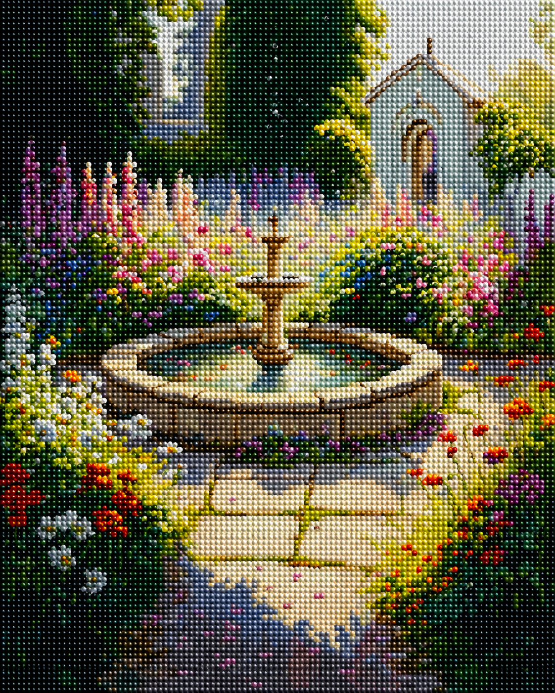 Tall Flower Fountain Diamond Art Kit
