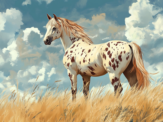 Tall Brown Grass Spotted Mare Diamond Art Kit