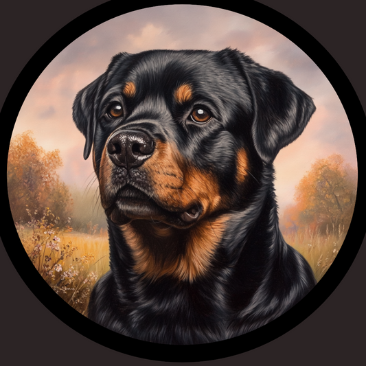 Tall Grass Rottweiler Circle Diamond Art Kit