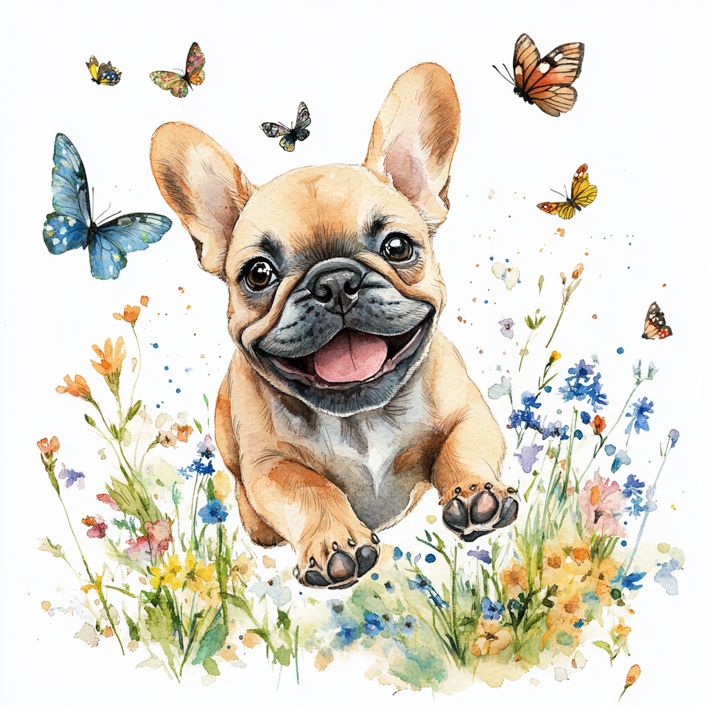 Tan Frenchie In Flowers Diamond Art Kit