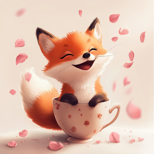 Tea Cup Red Fox Diamond Art Kit