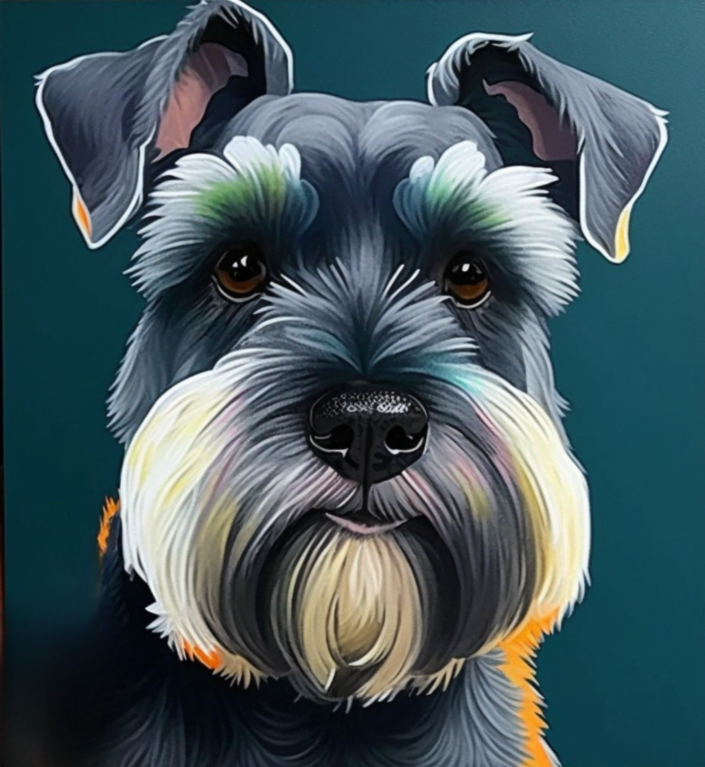 Teal Background Abstract Schnauzer Diamond Art Kit