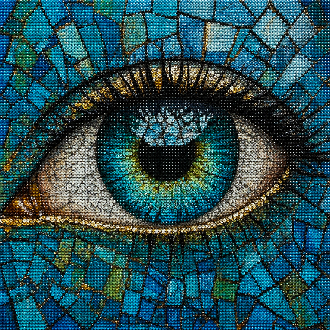 Teal Mosaic Eye Diamond Art Kit