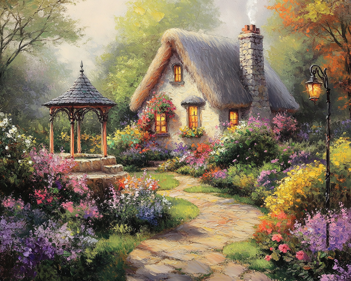 Thatched Cottage and Wishing Well Diamond Art Kit