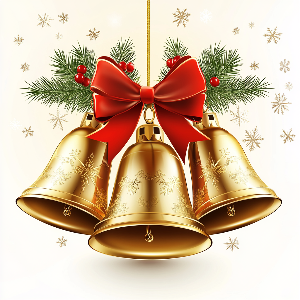 Three Christmas Bells and Red Bow Diamond Art Kit