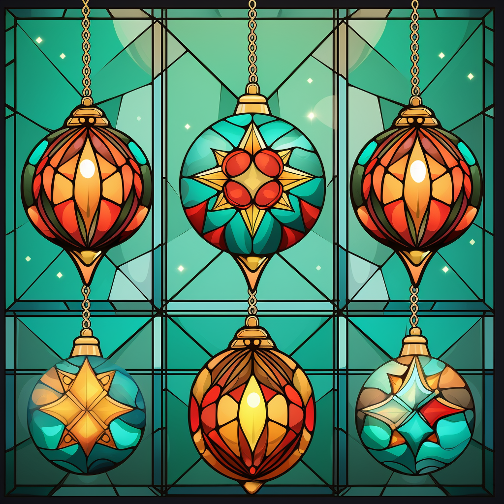 Three Christmas Ornament Abstract Diamond Art Kit