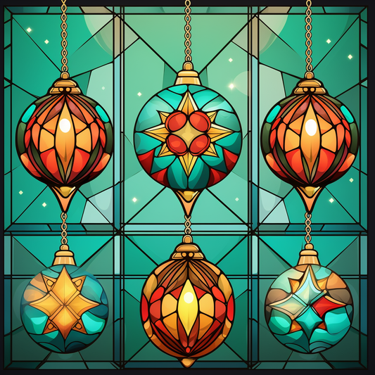 Three Christmas Ornament Abstract Diamond Art Kit