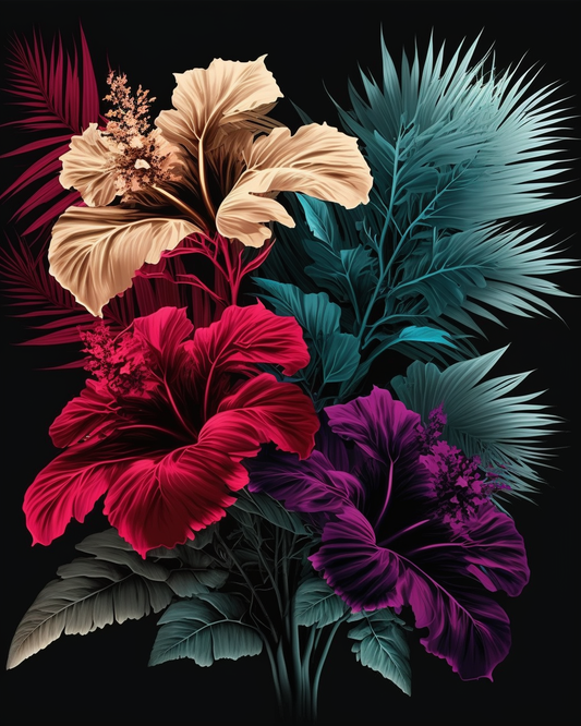 Three Hibiscus Flowers Diamond Art Kit