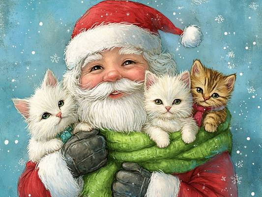 Three Kittens and Santa Diamond Art Kit