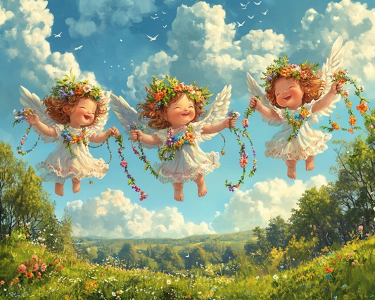 Three Little Angels in Spring Diamond Art Kit