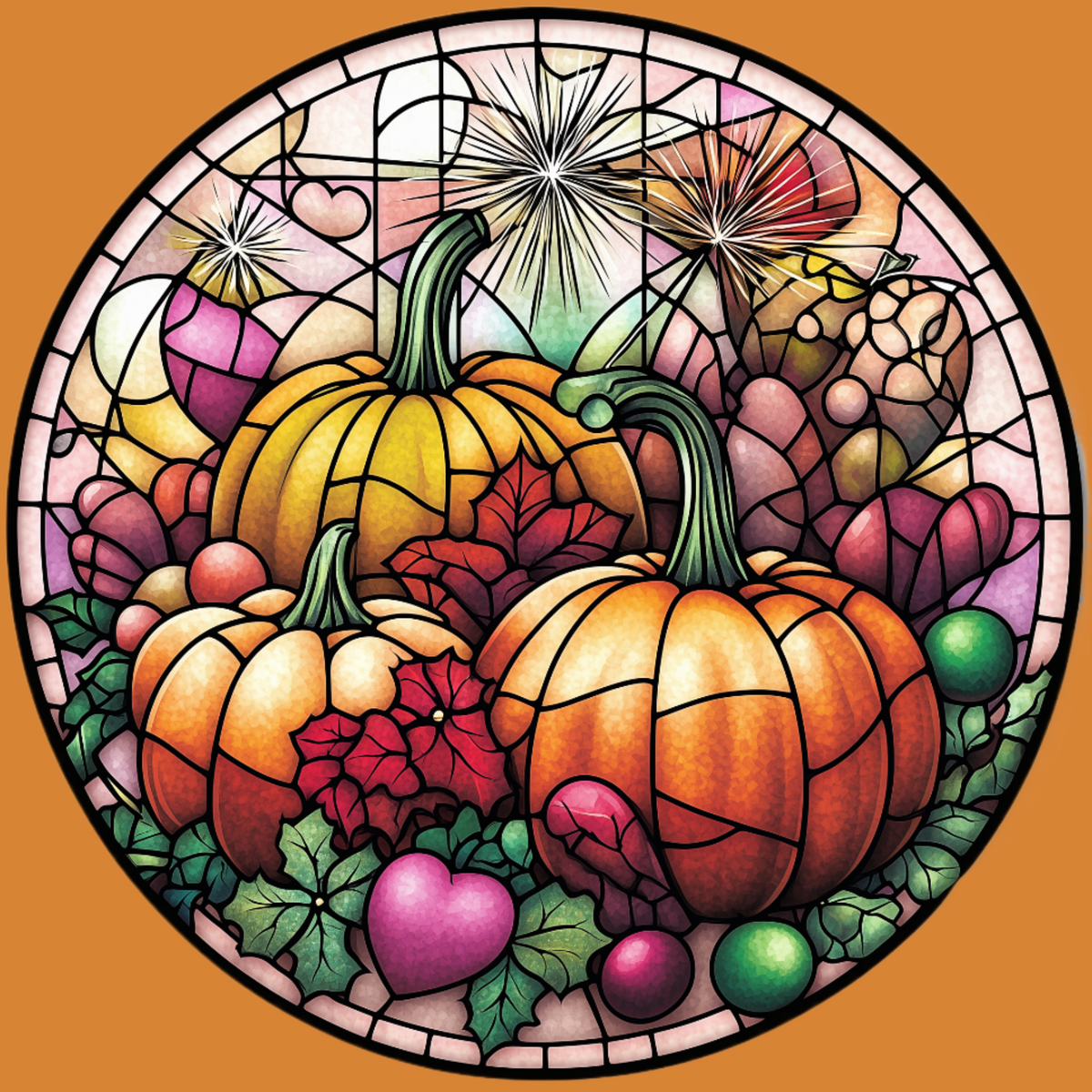 Three Pumpkin Abstract Circle Diamond Art Kit