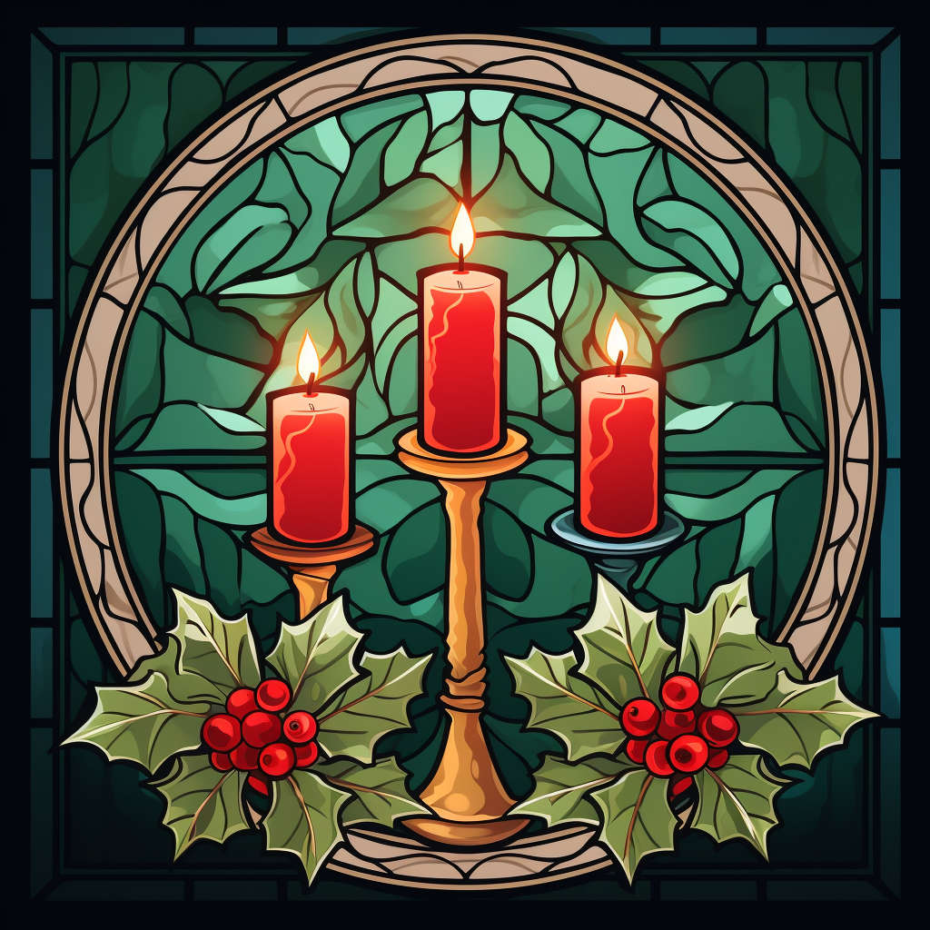 Three Candles and Holly Abstract Diamond Art Kit