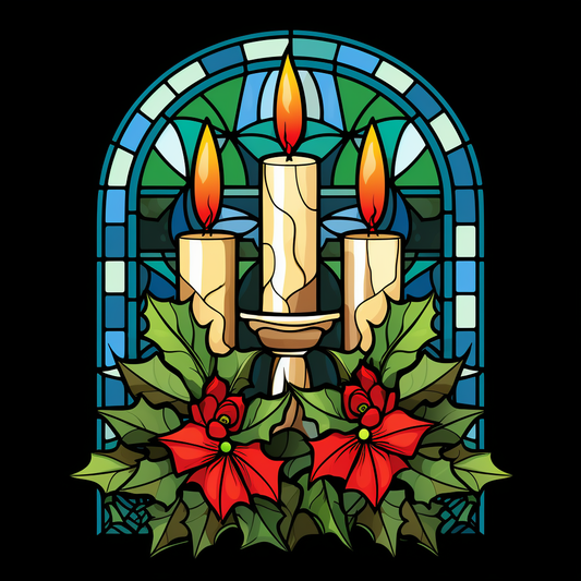 Three White Abstract Christmas Candles Diamond Art Kit