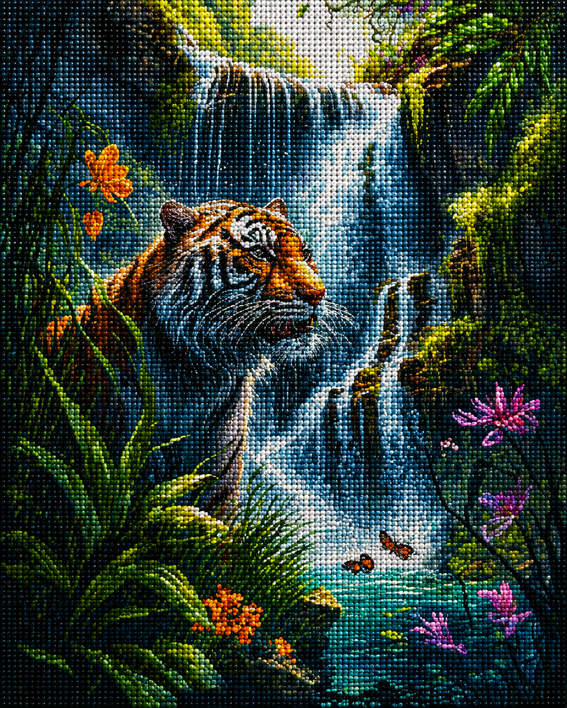 Tiger Waterfalls Diamond Art Kit