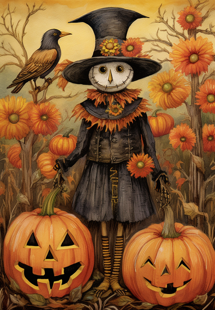 Top Hat Skull Scarecrow Diamond Art Kit