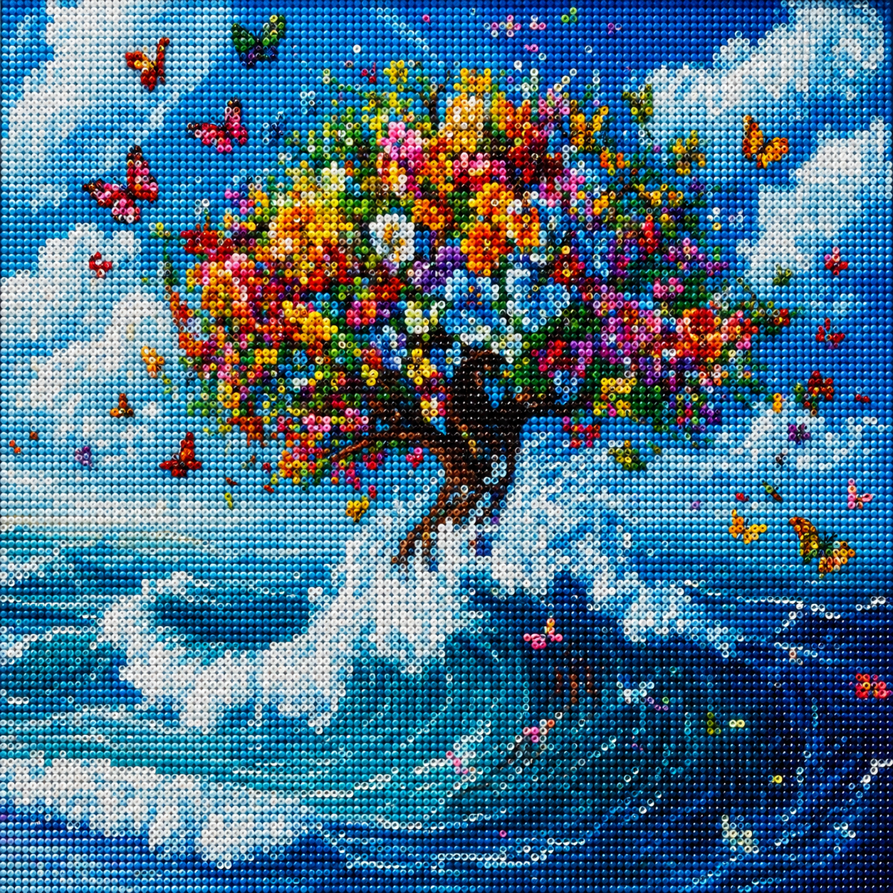Tree Of Flowers In The Ocean Diamond Art Kit