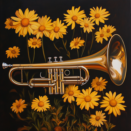 Trumpet and Daisies Diamond Art Kit