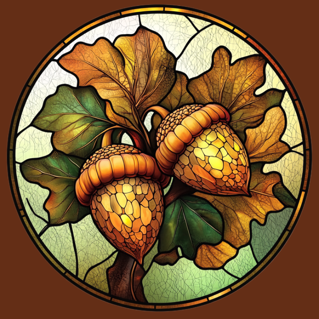 Two Abstract Acorn Circle Diamond Art Kit