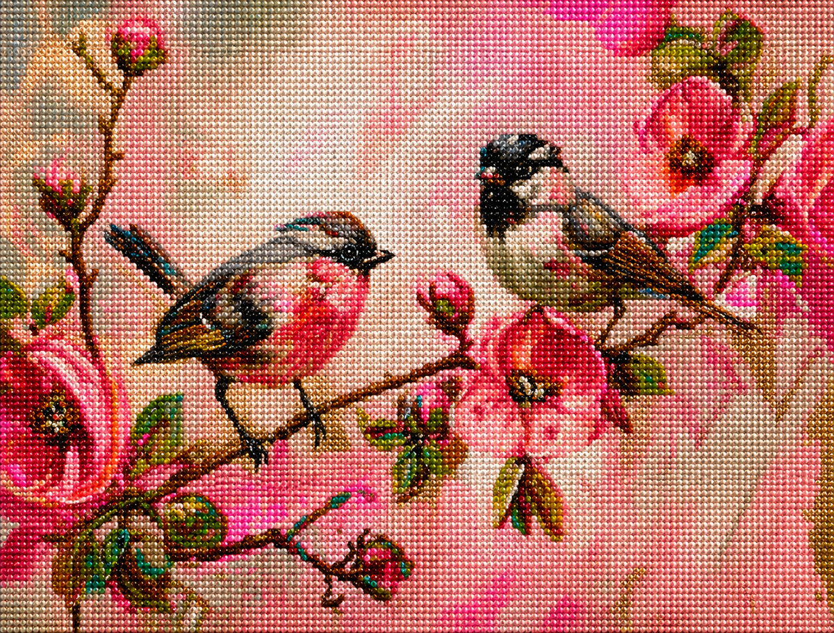 Two Abstract Birds On A Branch Diamond Art Kit