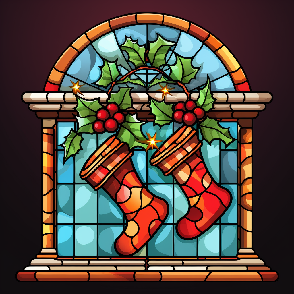 Two Abstract Christmas Stockings Diamond Art Kit