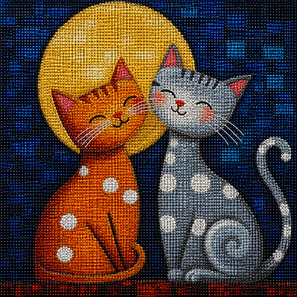 Two Abstract Spotted Cats Diamond Art Kit