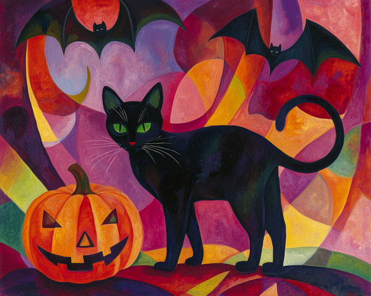 Two Bats and Black Cat Diamond Art Kit
