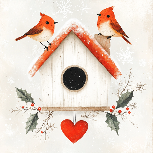 Two Birds Winter Heart Birdhouse Diamond Art Kit