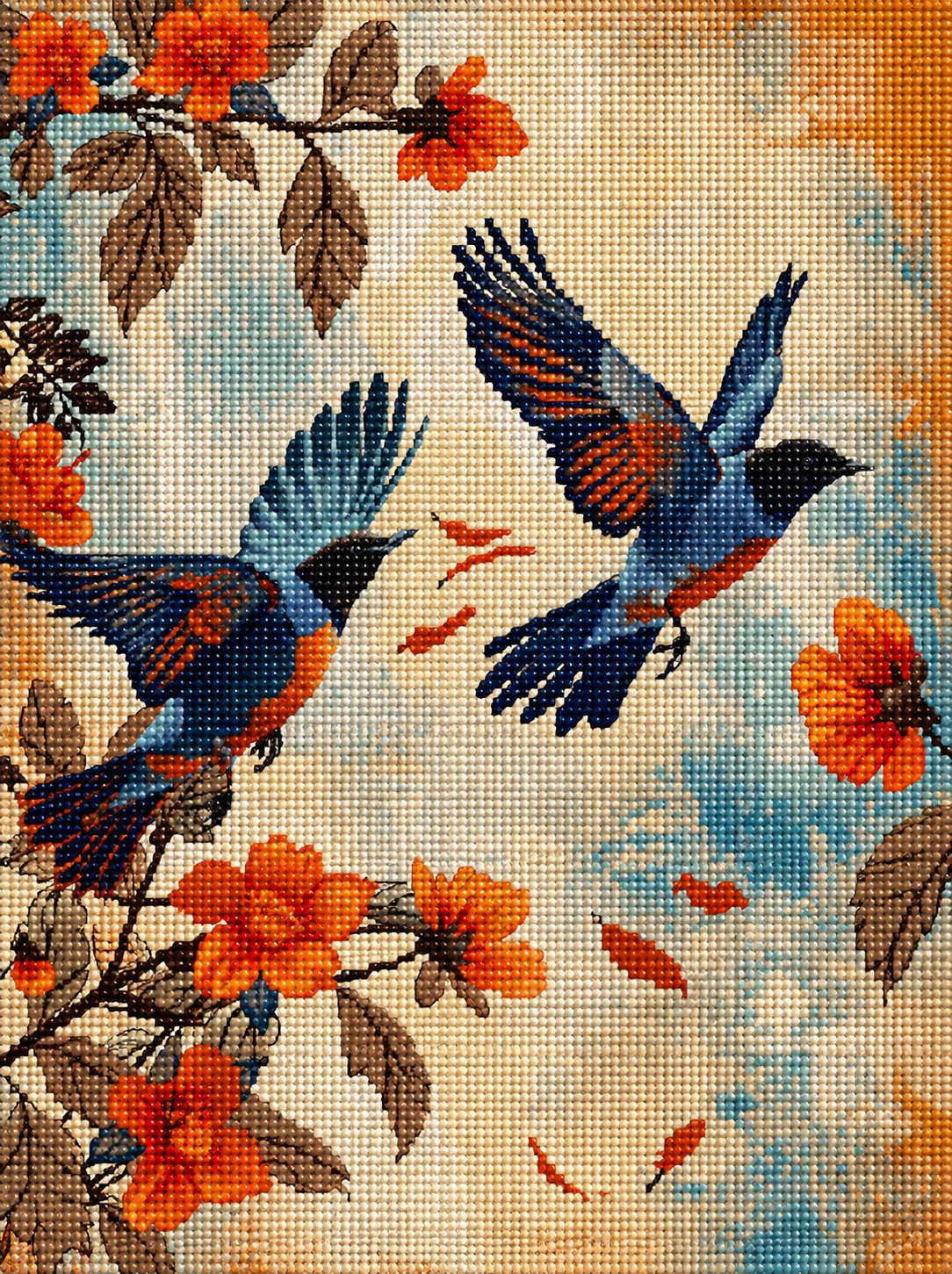 Two Black Head Birds Diamond Art Kit