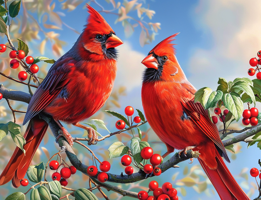 Two Cardinals in the Branches Diamond Art Kit