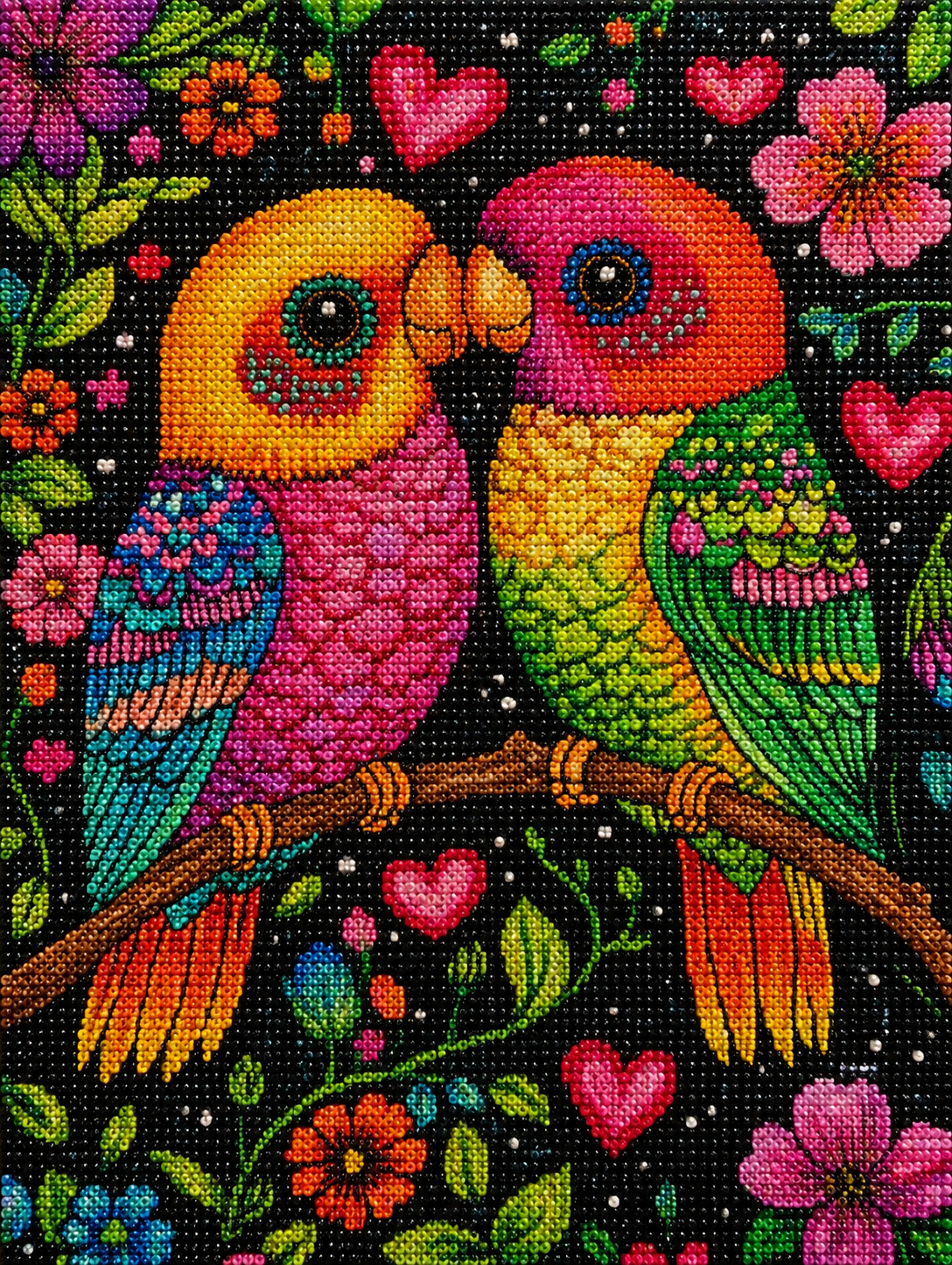 Two Cartoon Birds In Love Diamond Art Kit