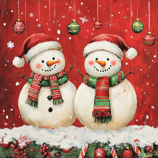 Two Christmas Snowmen Diamond Art Kit