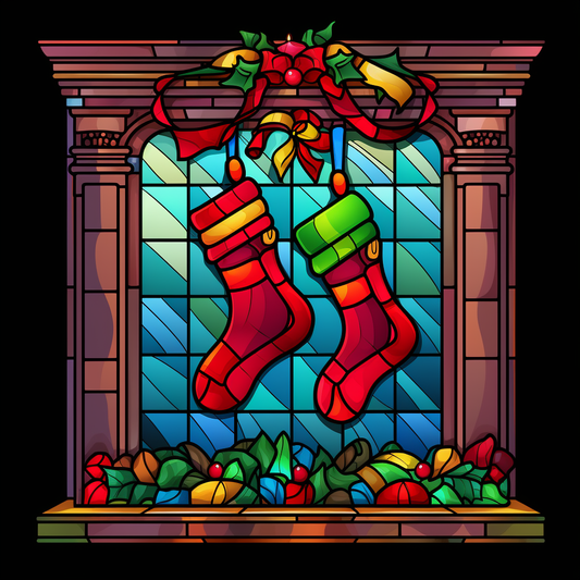 Two Christmas Stockings Abstract Diamond Art Kit