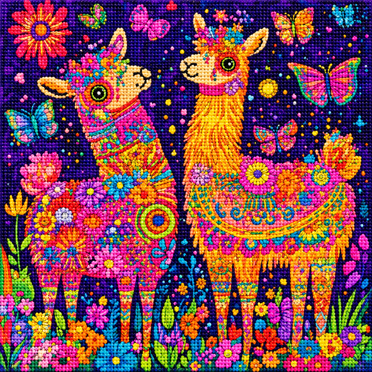 Two Colorful Alpacas Diamond Art Kit