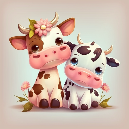 Two Cute Little Cows Diamond Art Kit