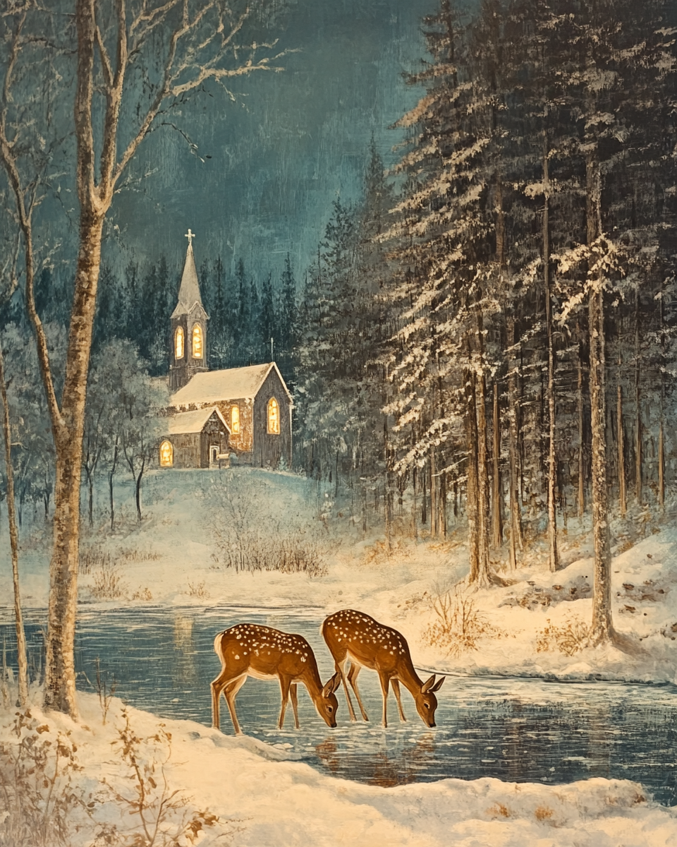 Two Deer by the Church Diamond Art Kit