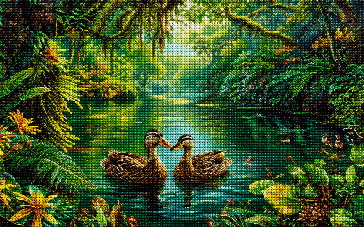 Two Ducks In The River Diamond Art Kit — diamond art kit canvas