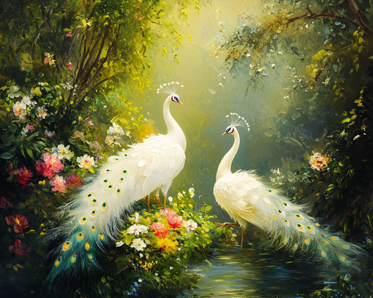 Two Peacocks By The Stream Diamond Art Kit