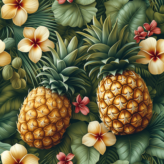 Two Pineapples and Flowers Diamond Art Kit