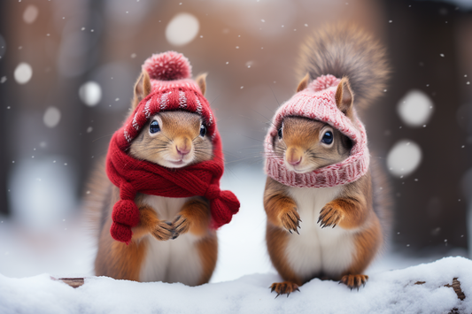 Two Squirrels in Scarves Diamond Art Kit