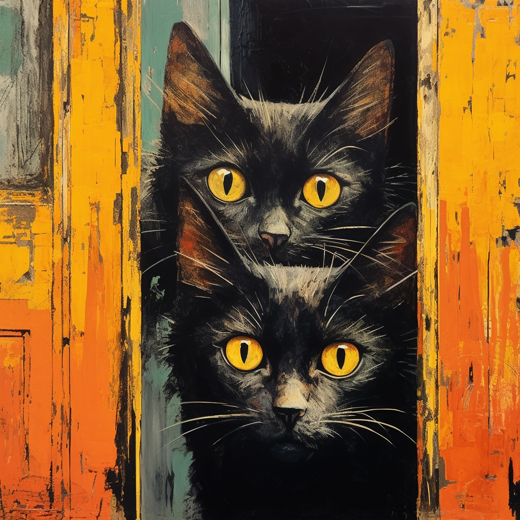 Two Yellow Eye Black Cat Diamond Art Kit